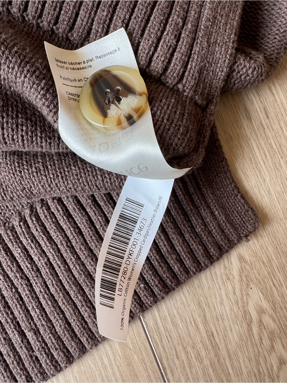 Quince Organic Cotton Cropped Cardigan Women’s M Brown Button Front - Picture 10 of 14